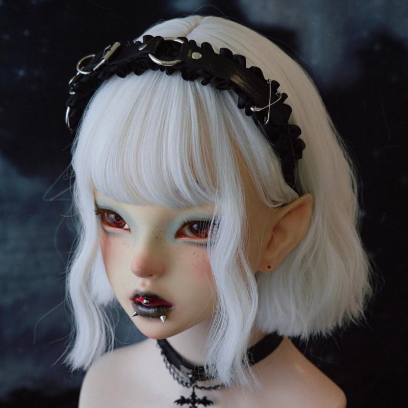 Y2K Headband Hair Accessories for Women Original Handmade Ring Leather Buckle Headband Punk Pleated Headband