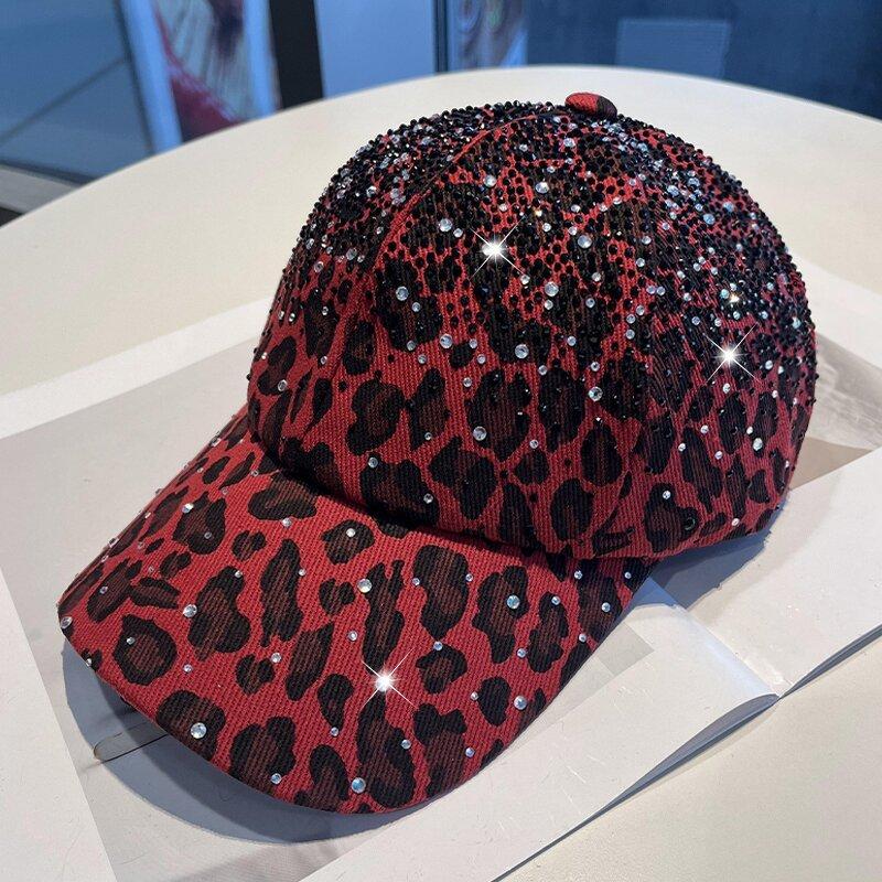 Leopard Print Baseball Cap With Rhinestones For Summer Street Style Fans
