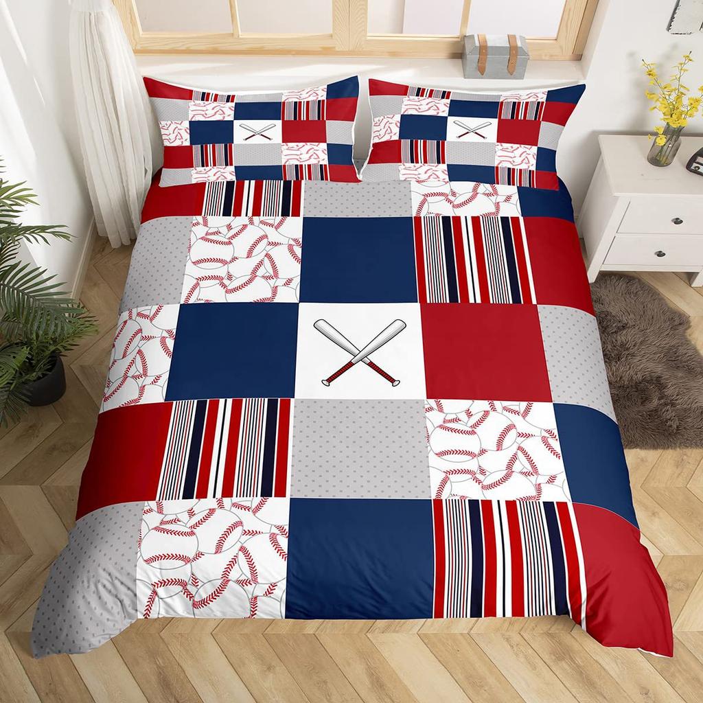 Baseball Bedding Kit Three-Piece Quilt Cover Geometric Honeycomb Digital Printing Home Textiles