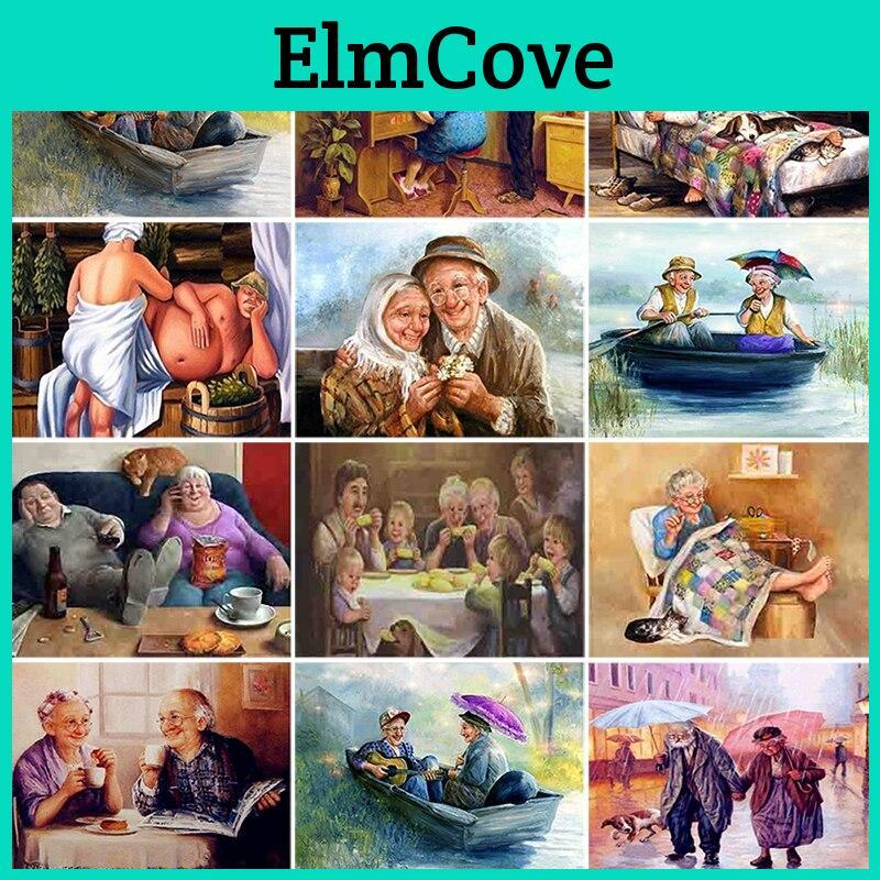Couple Old Diy 5d Diamond Painting Full Round Drill Mosaic Diamond Embroidery Rhinestone Cross Stitch Wall Art Home Decor Gift