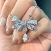 Zircon Bow Pendant Water Drop Necklace for Women - Autumn/Winter Collection
