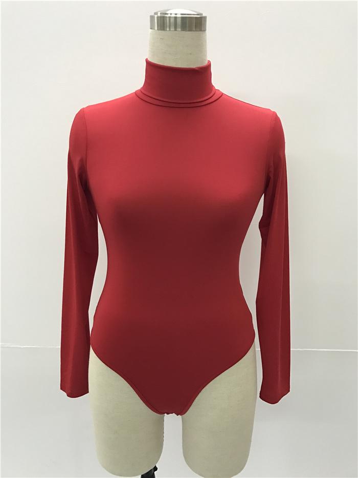 Sexy Choker Long Sleeve Jumpsuit Slim All-match Bottoming Shirt Shaperwear