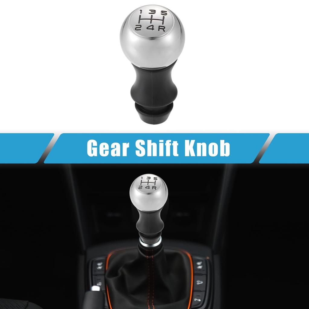A ABSOPRO Shift Knob Gear Shifter for Peugeot Easy Tone 106, 5-Speed Manual, Operation, Plastic, Black/Silver