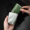 Green Glaze Handmade Ceramic Teacup Chinese Kung Fu Gongfu Teaware Set Retro Japanese Mugs Drinkware Tea Ceremony Master Cups