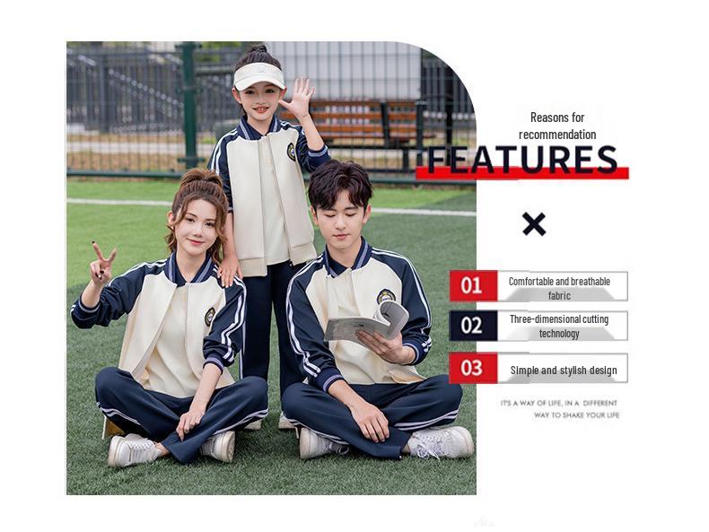 Frühlings- & Herbst Langarm Studenten Sportbekleidung Set für Grund- & Mittelschule