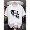 Summer Men's 100% Pure Cotton Casual Loose Plus Size Gesture Eye Personalized Pattern Printed Round Neck Short Sleeved T-shirt