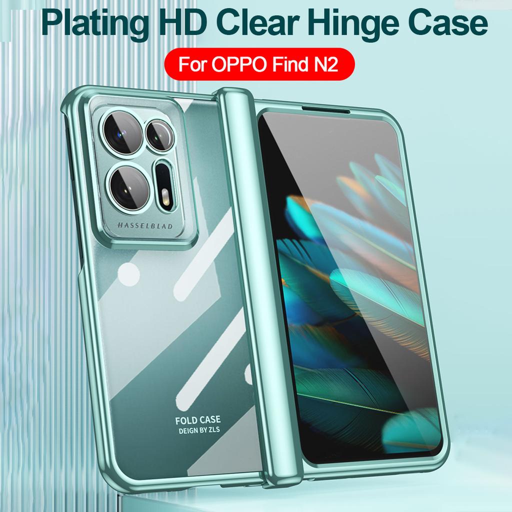 Capa For Oppo Find N2 Case Hinge Plating Transparent Full Protection With Front Screen Glass Clear Hd Cover For Find N2 5g Cases