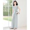 Women's Elegant Tie-Waist Short Sleeve Top & Pants Set