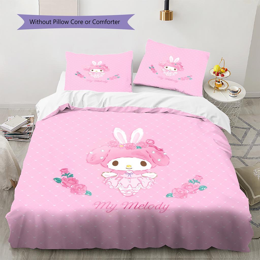 My Melody Pattern Bedding Quilt Set Home Decoration Gift (1 * Duvet Cover + 2 * Pillowcase Without Core)
