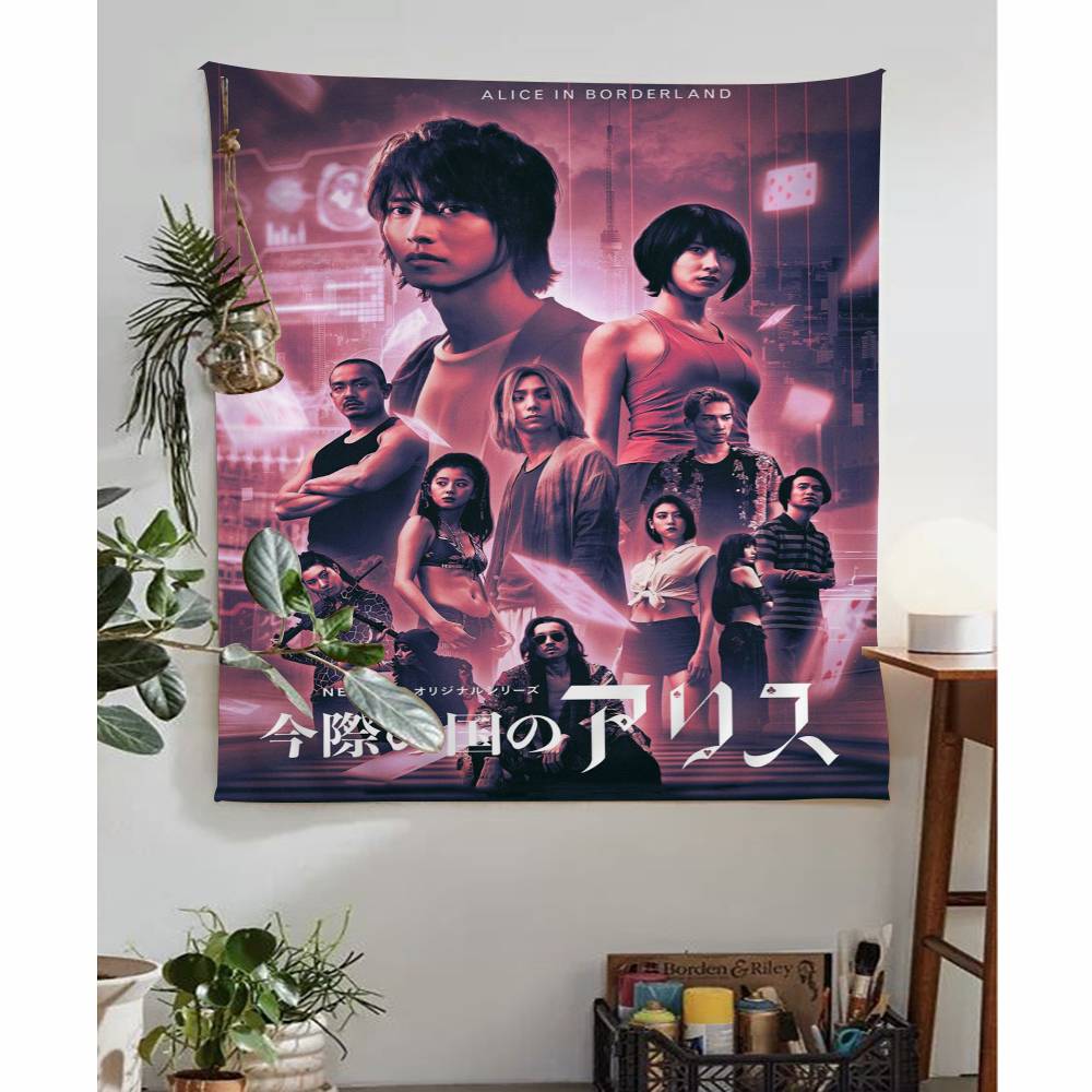 Heißes TV Alice In Borderland Bedruckter Großer Wandteppich Kunst Science-Fiction Zimmer Heimdekoration Dekor Decke