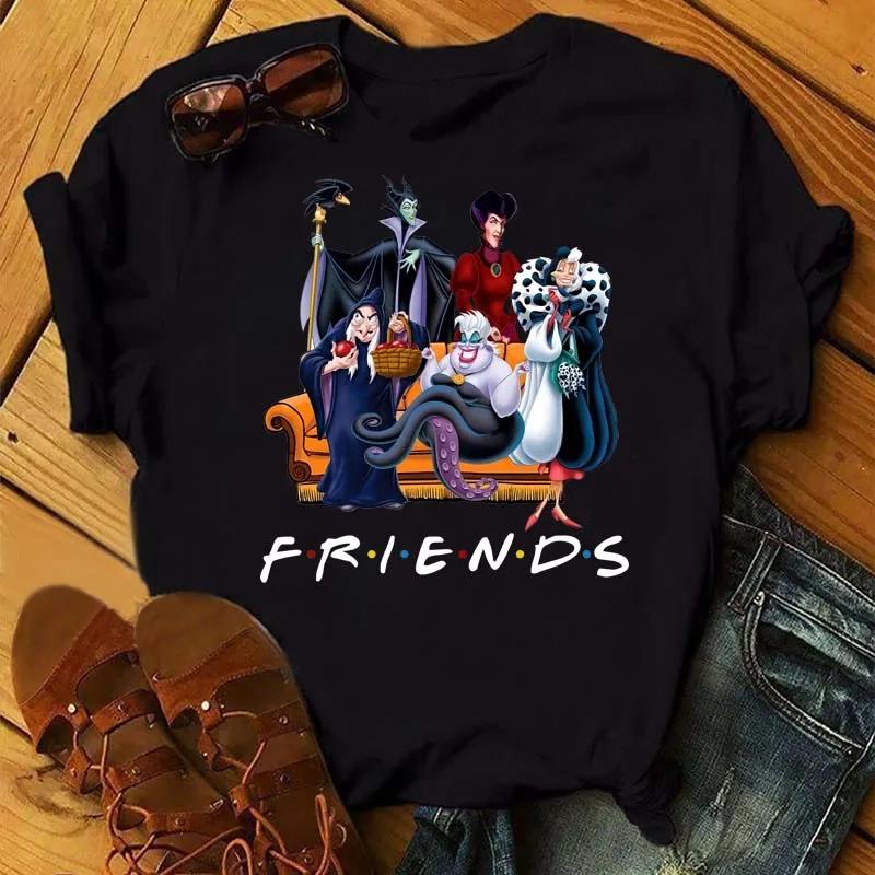 Disney Men Tshirts Fashion Villain Queen Collection Tshirt 90s Ladies Friends Tshirt Kawaii Summer Short Sleeves T Shirt Women