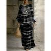 European and American retro bohemian suit exotic 1D printed loose top wide-leg pants temperament casual two-piece set