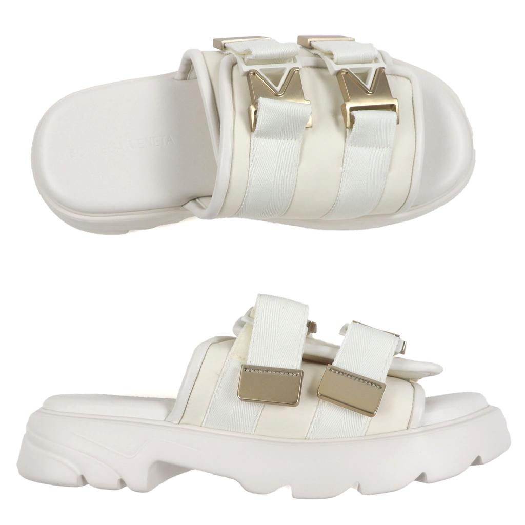 Pristine BOTTEGAVENETA Sandals Flash double belt white Nylon mens 43 690034 Used