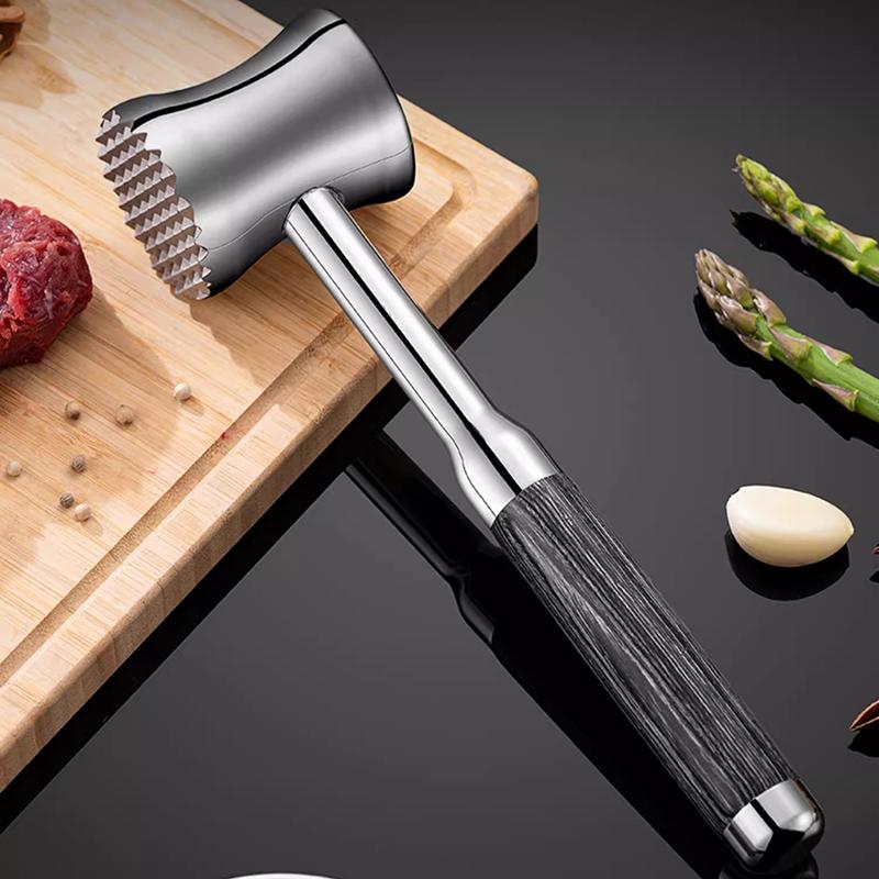 Heavy-duty 304 Stainless Steel Meat Tenderizer Dual-side Meat Mallet Hammer Pounder with Wooden Handle - Kitchen Tools 4