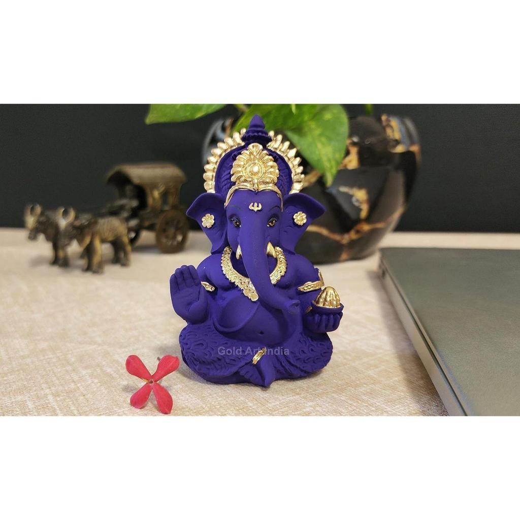 Beautiful Terracotta Ganesha In Violet - A Festive and Auspicious Addition To Your Home or Car