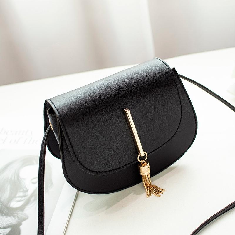 Fashion Tassel Crossbody Bags for Women Solid Color Leather Shoulder Bag Ladies Messenger Bag