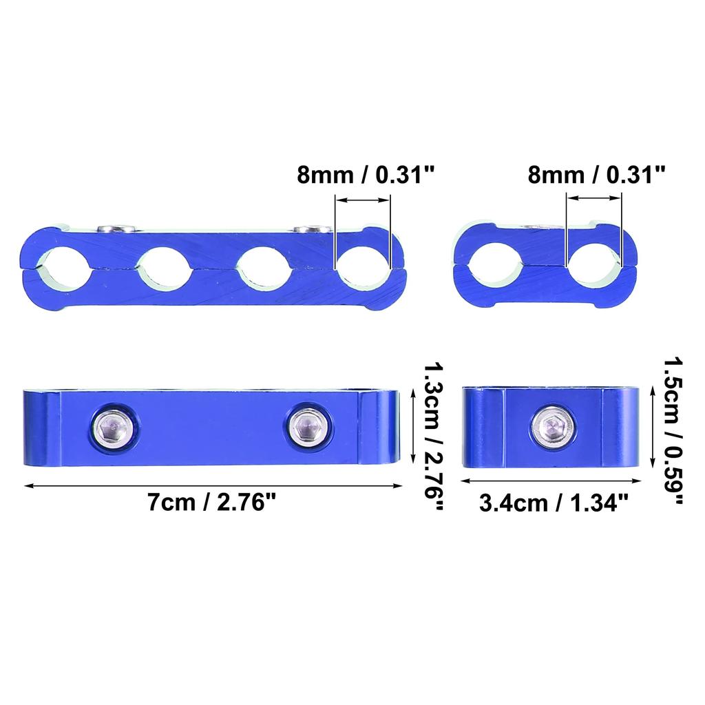 X AUTOHAUX Engine Spark Plug Wire Separator Loom Divider Organizer Clamp Aluminum Alloy 28mm Set of 2 Blue