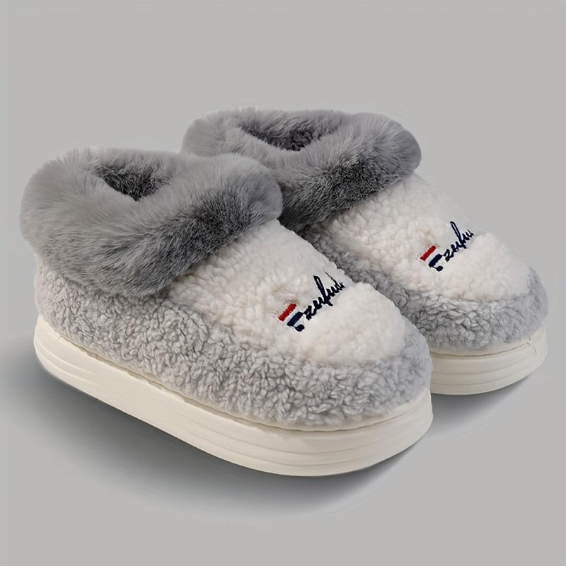 Men's Oversized Winter Slippers Thick Non-Slip EVA Sole Heated Fleece Lining Indoor Outdoor