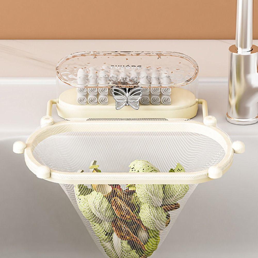Sponge Rack Foldable Sink Strainer Suction Cup Waste Hanging Net Bracket  Leftover Soup