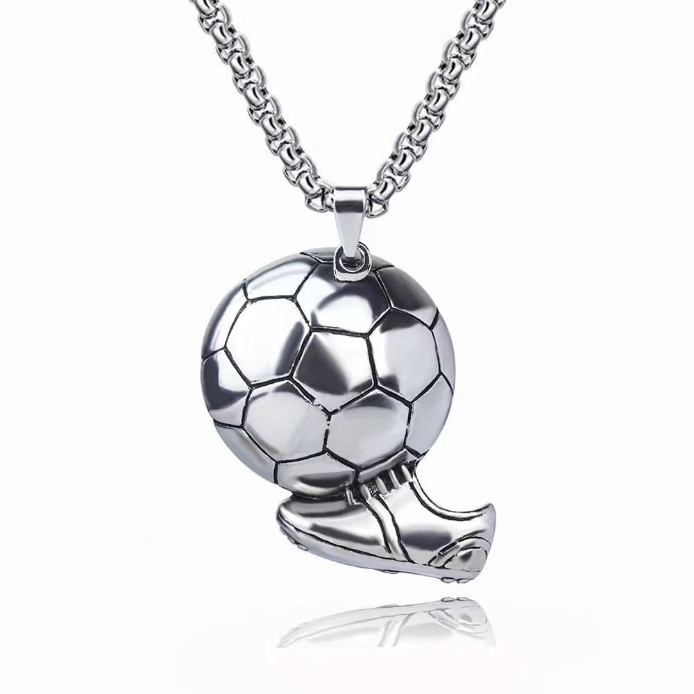 Neue Fußball Anhänger Halskette Mode Retro Titanstahl Herren Halskette Anhänger