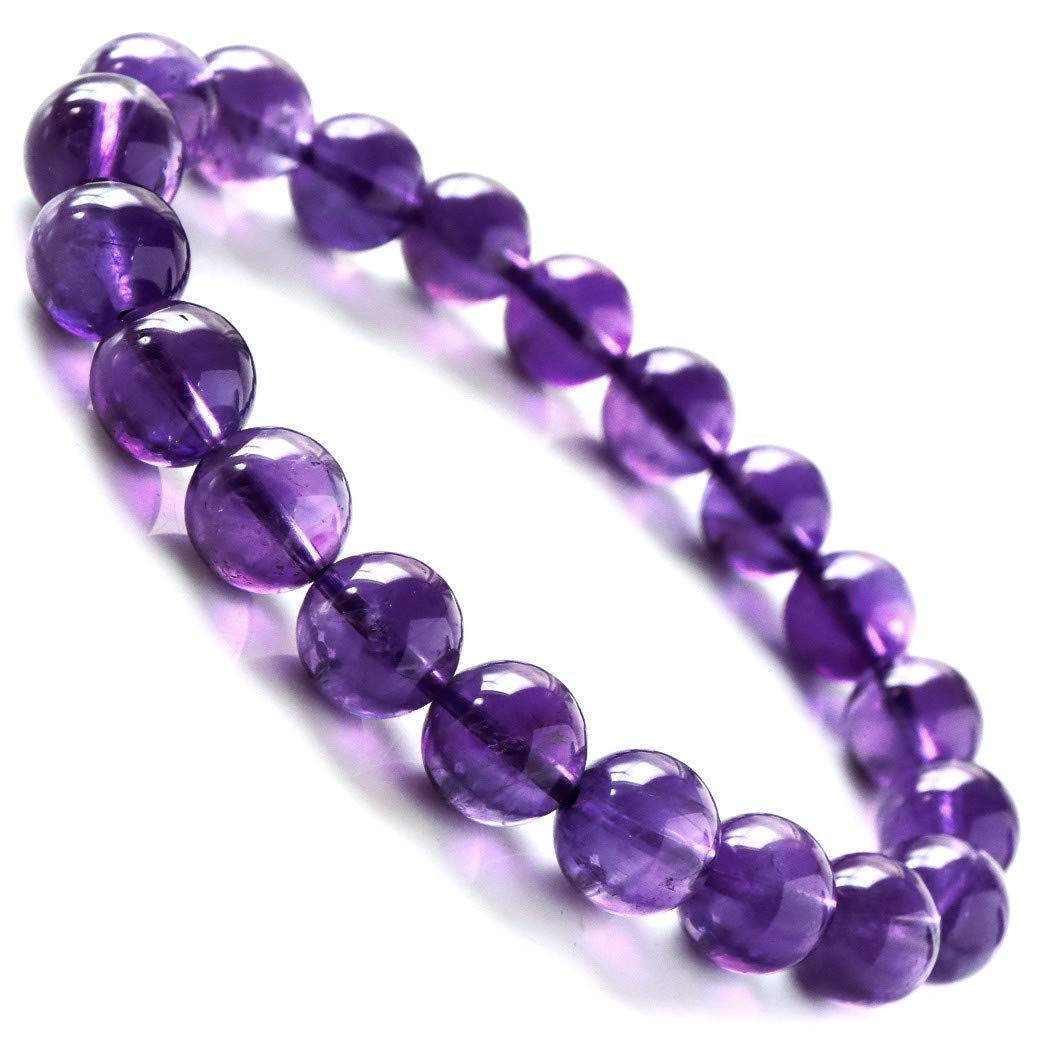 

[ЗОЛОТИЙ КАМІНЬ] Браслет з аметисту, Натуральний камінь, Камінь сили, Камінь народження лютого, 9 мм, Насичений фіолетовий, Уругвай