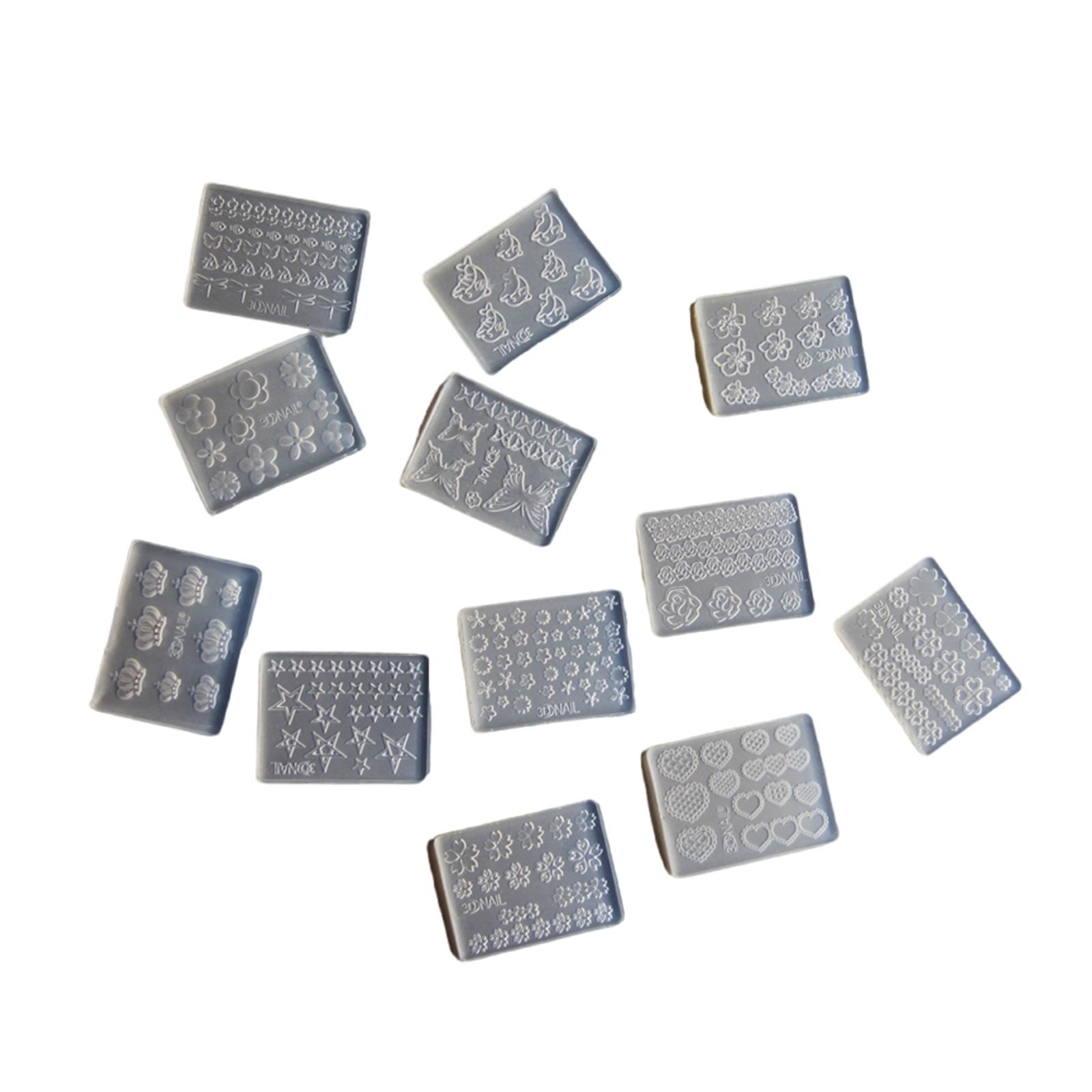 

Набор из 12 многофункциональных маленьких силиконовых молдов для украшений для нейл-арта с листьями, растительные молды для нейл-арта для рукоделия