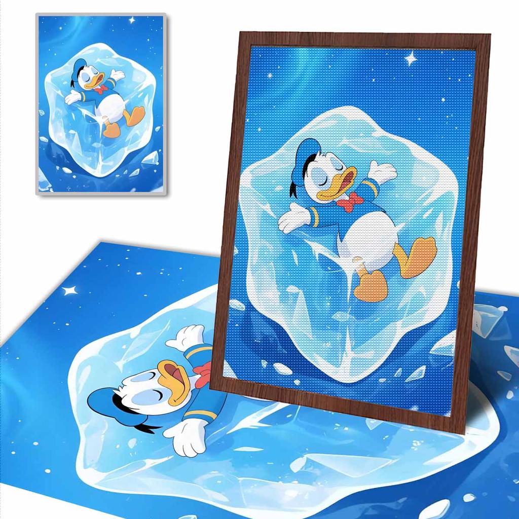 DIY Diamond Painting Donald Duck on Ice Cubes Cross Stitch Kit Mosaic Art Diamond Painting Full Circle Diamond Home Decoration