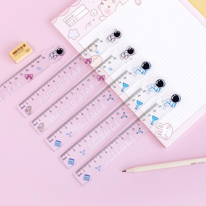 Creative Cute Semi-Transparent Ruler for Energetic Primary School Students - Ideal for Drawing and Measuring.