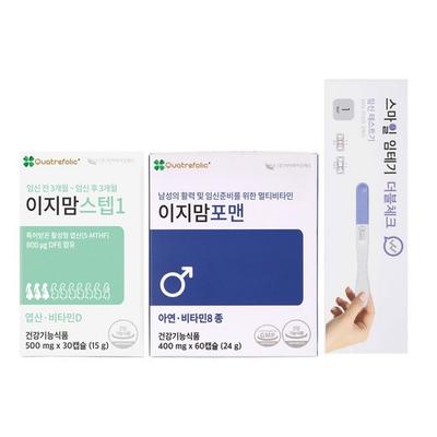 Preparação fácil para gravidez da mãe Nutrient Step 15g + para homens 24g + conjunto de teste de gravidez, 1 conjunto, comida saudável coreana