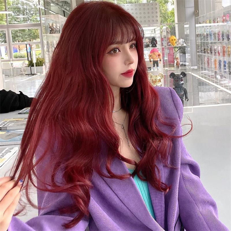 Air bangs big wave chemical fiber full head wig