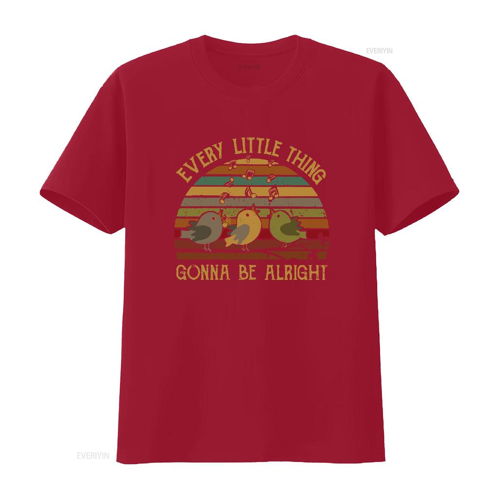 Jedes kleine Ding wird in Ordnung sein Singende Vögel T-Shirt Drei für Vogeliebhaber Männer und Frauen vintage gewaschen weich leicht