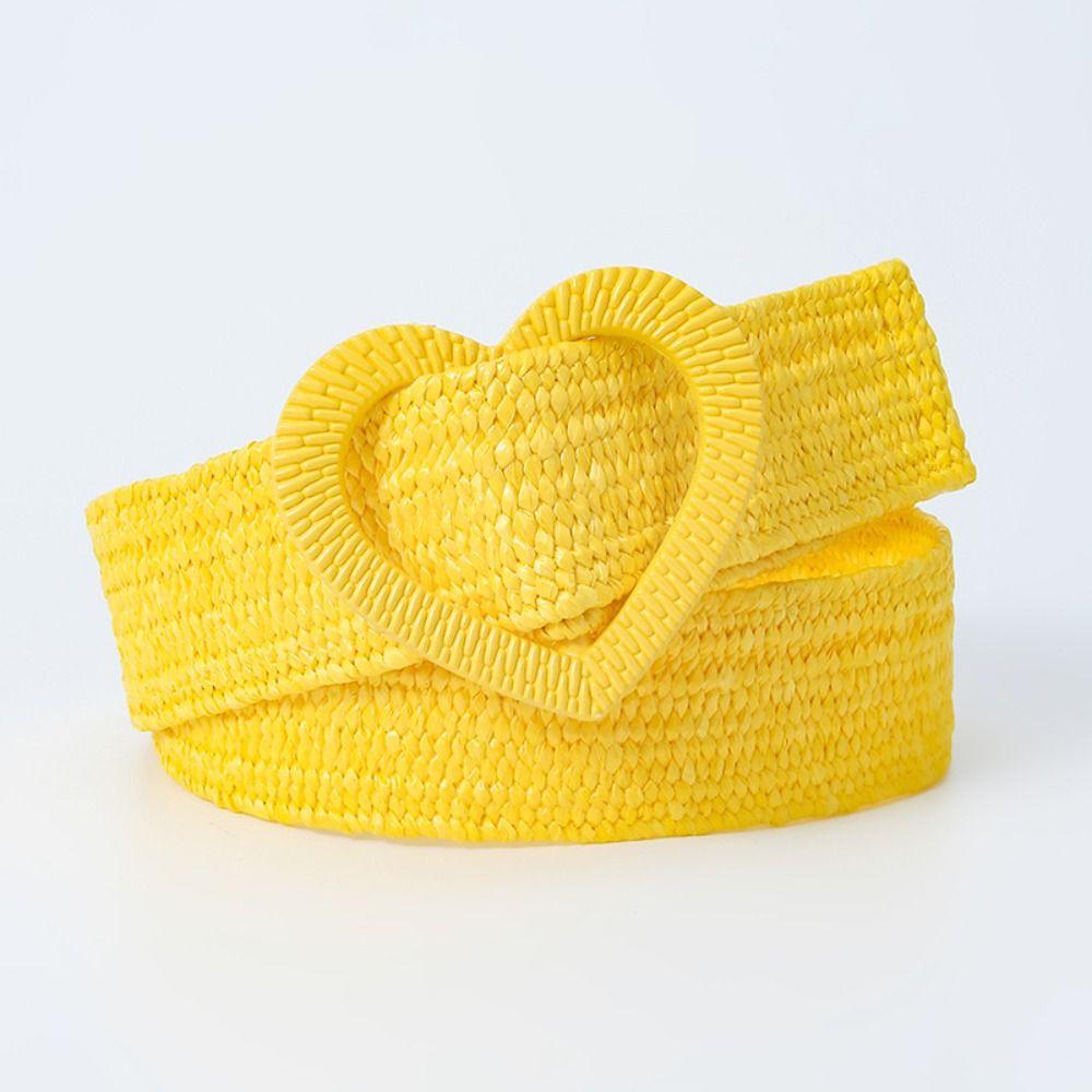 Love Heart Buckle Waist Belt 4cm Wide Waistband Sweet Braided Belt