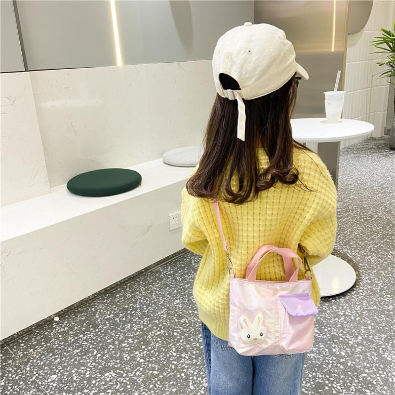 Color Children One Shoulder Handheld Diagonal Cross Bag With Decor Rabbit