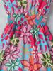 Women Sweet Floral Print Flutter Short Sleeve V Neck A Line Long Vacation Dress