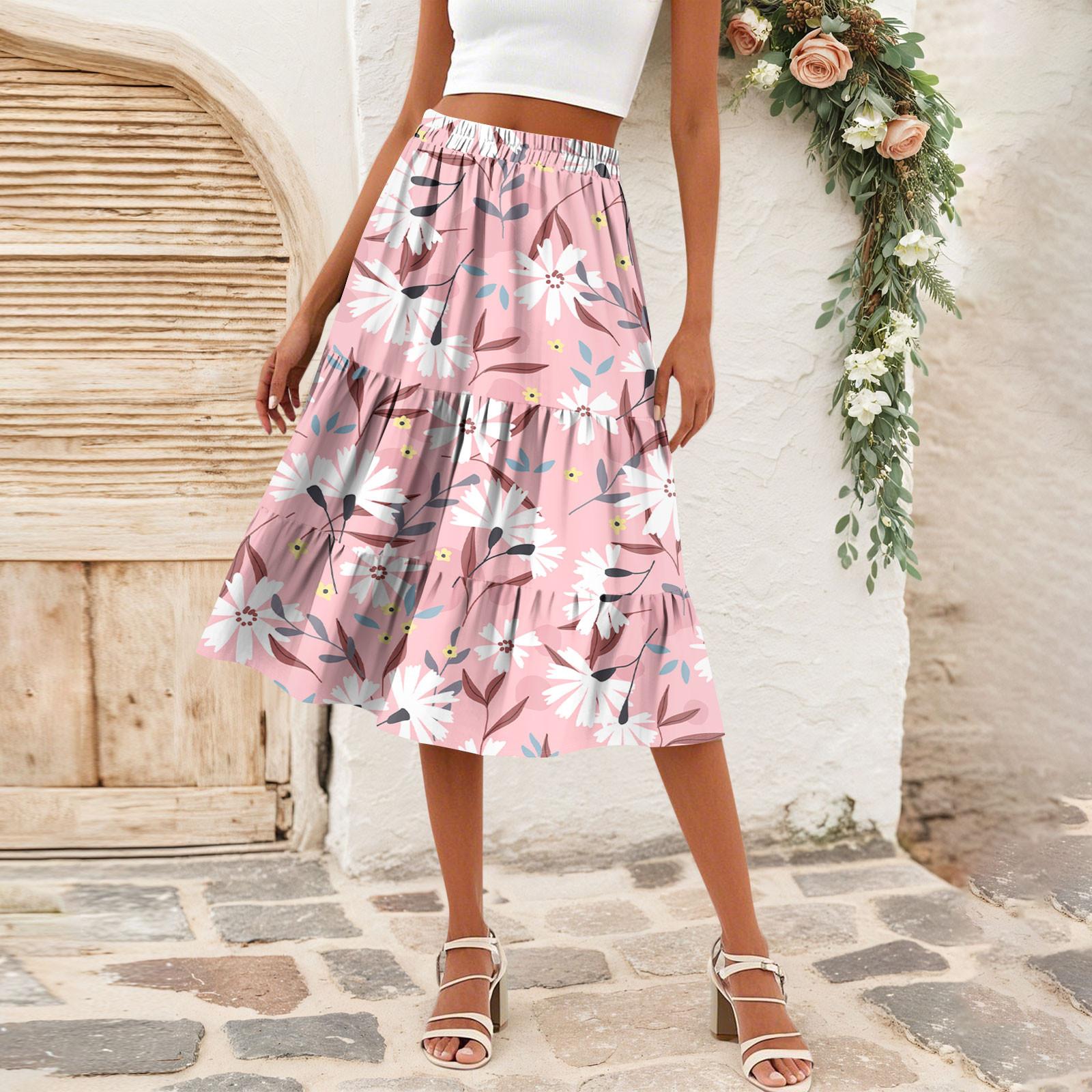 

Женская повседневная юбка А-силуэта с высокой талией, юбка в полоску с принтом в горошек и карманами S