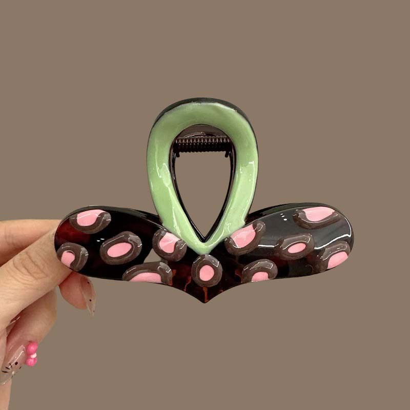 Korean Colorful Polka Dot Heart Hair Claw For Women  New Sweet Drip Oil Shark Clip Headdress Hair Accessories