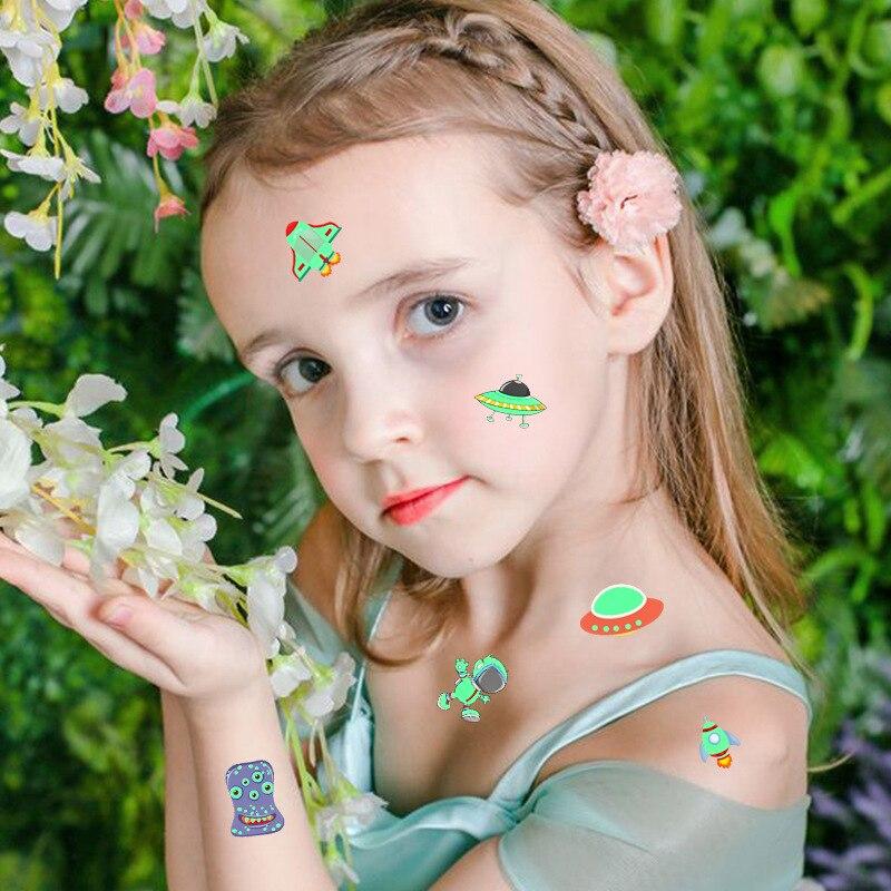 15 Sheets Carton Tatoo Kids Play Temporary Tatoo Sticker for Childrens Body Art Mermaid Sticker Glow Paste on Face Arm