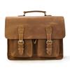 Retro Briefcase Crazy Horse Leather Large Capacity Leather Computer Bag 15 Inch Shoulder Handbag Business Bag