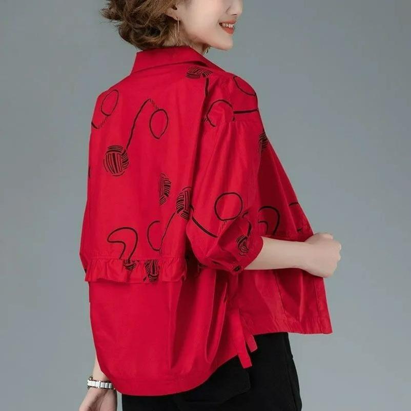 Spring and Autumn Tops, Women's Shirts, Mother Clothes, Loose Casual Short Thin Jackets, Explosive