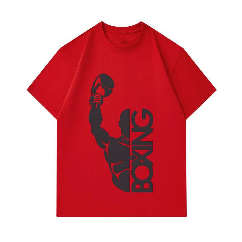 Men's 100% Cotton Crew Neck Short Sleeve T-Shirt, Boxer Champion Victory Boxing Graphic Print Casual Comfy Tee Top for Daily Outdoor Sports Workout We