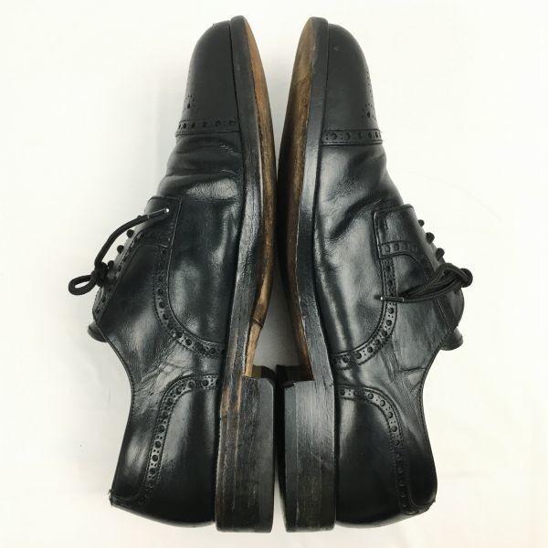 BALLY Made in France Cap Toe Business Shoes Black Size 7E (25.0-25.5) All Leather Men's(USED)