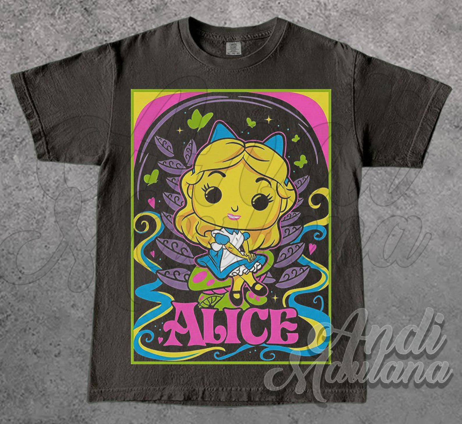 Alice in Wonderland Cartoon T-Shirt | Cute Cartoon Girl, Whimsical Fantasy Plaque TNGN 4XL