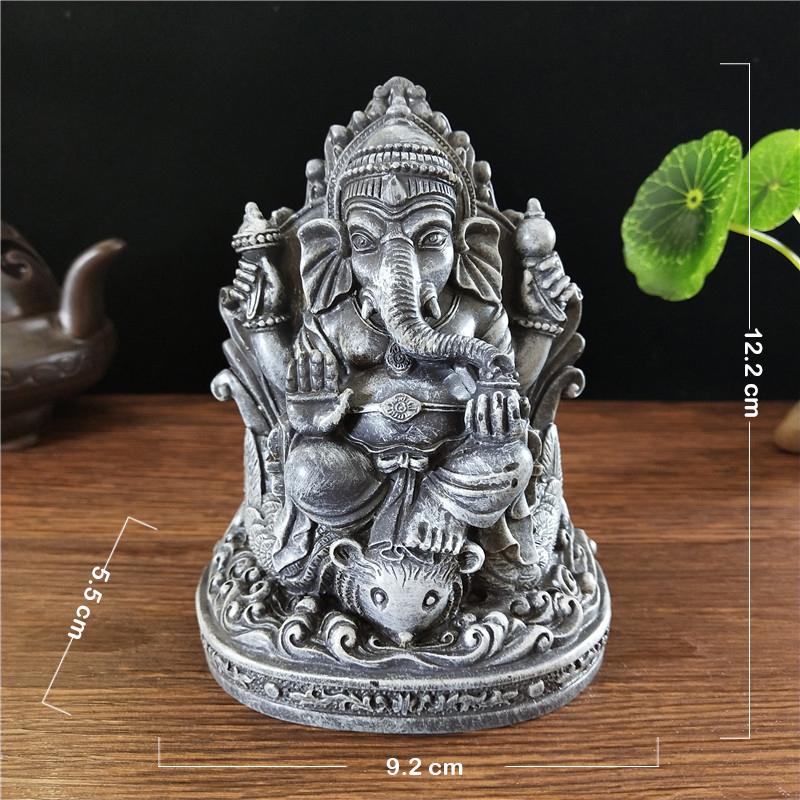Ganesha Buddha Statue Elephant Hindu God Sculptures Figurines Resin Craft Man-made Jade Stone Ornaments Home Garden Decoration
