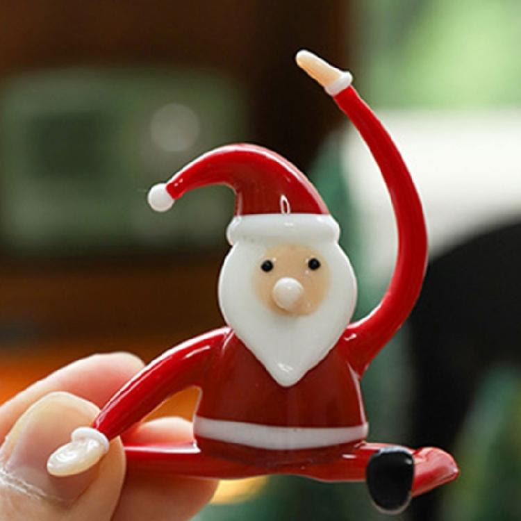 Christmas Decorative Figurine Santa Clauses Ornament Glass Yogas Santa Clauses Figurines for Holiday Car Home Decorations
