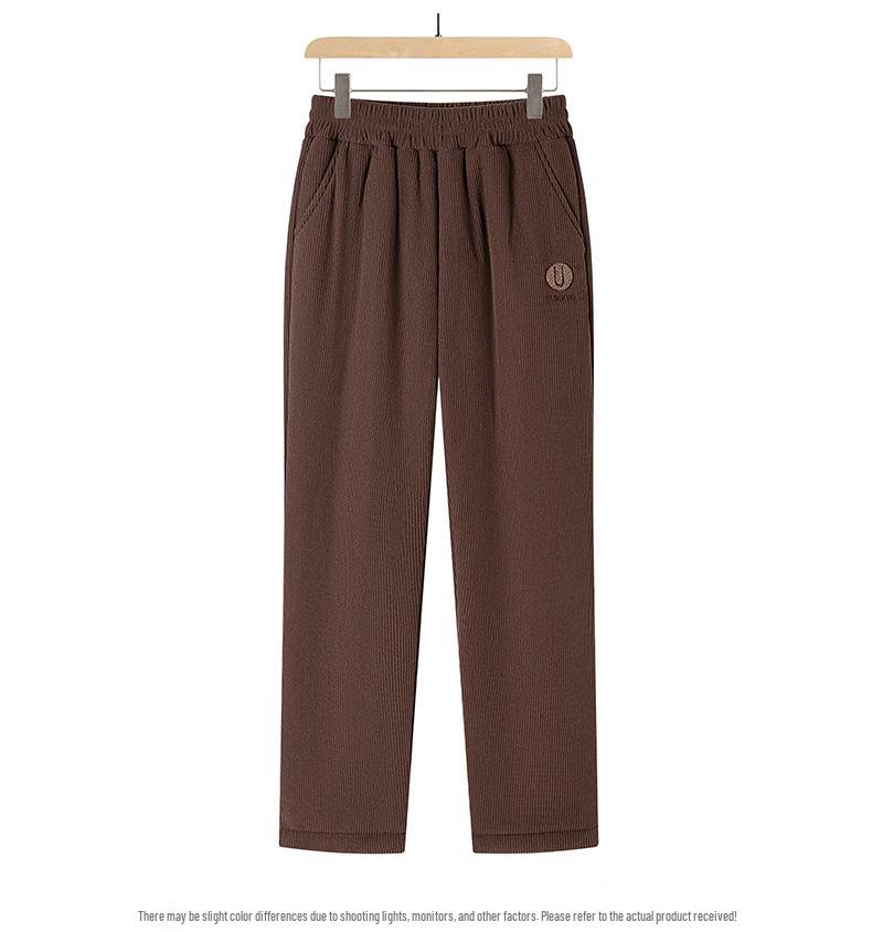 Women's Winter Plus Velvet Thickened Cotton Pants for Elderly: Warm, Loose Straight-Leg Fit for Grandma