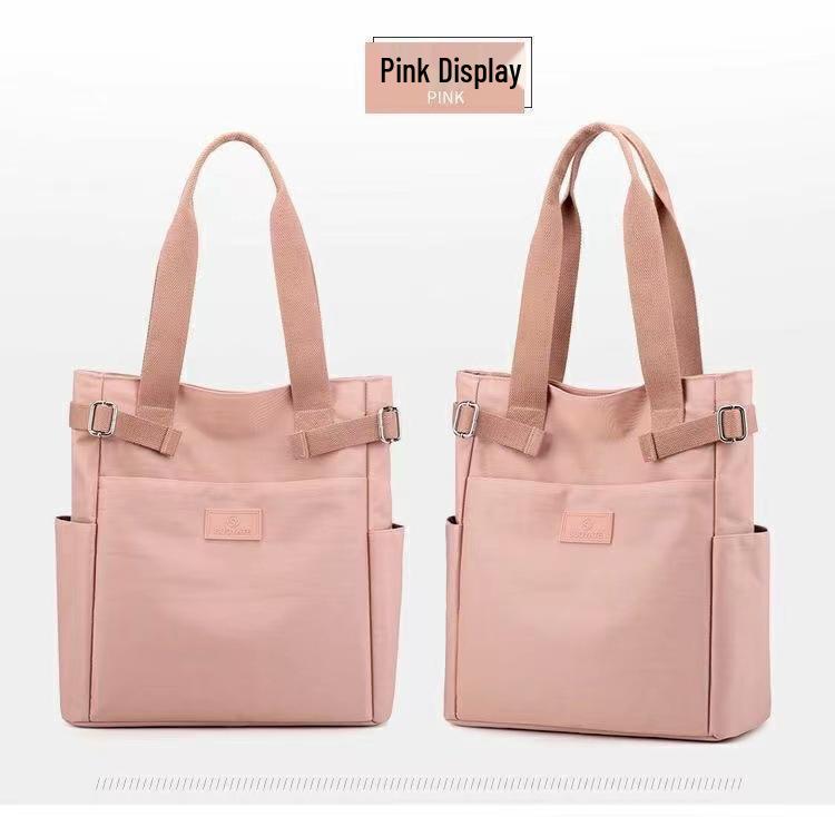 

Japanese-Style Large Capacity Multi-Pocket Crossbody Nylon Tote Bag рожевий