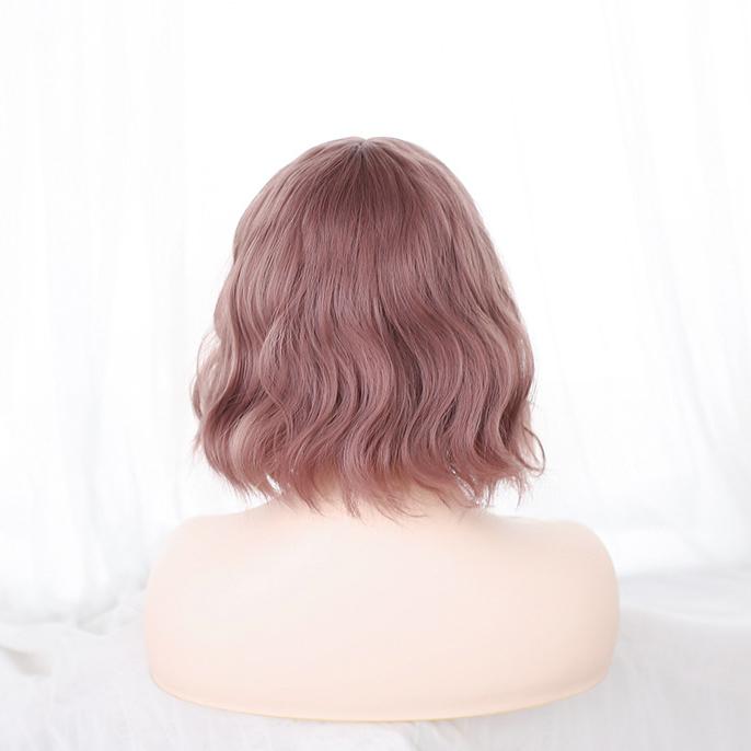 Ženy Krátké vlasy Vlnitá růže Černý pudr Air Bangs Denní nošení syntetických vlasů