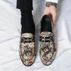 Charm New Print Pattern Patent Leather Loafers Shoes For Men Moccasins Party Wedding Groom Prom Flats Zapatillas Hombre