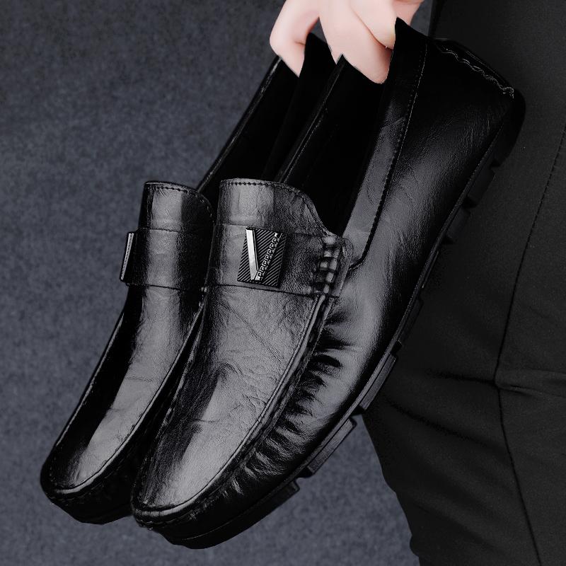 Fashion Italian Non Slip Soft Soled Flat Casual Shoes Commuting Wear-resistant Men's Driving Shoes Business Men's Leather Casual Shoes
