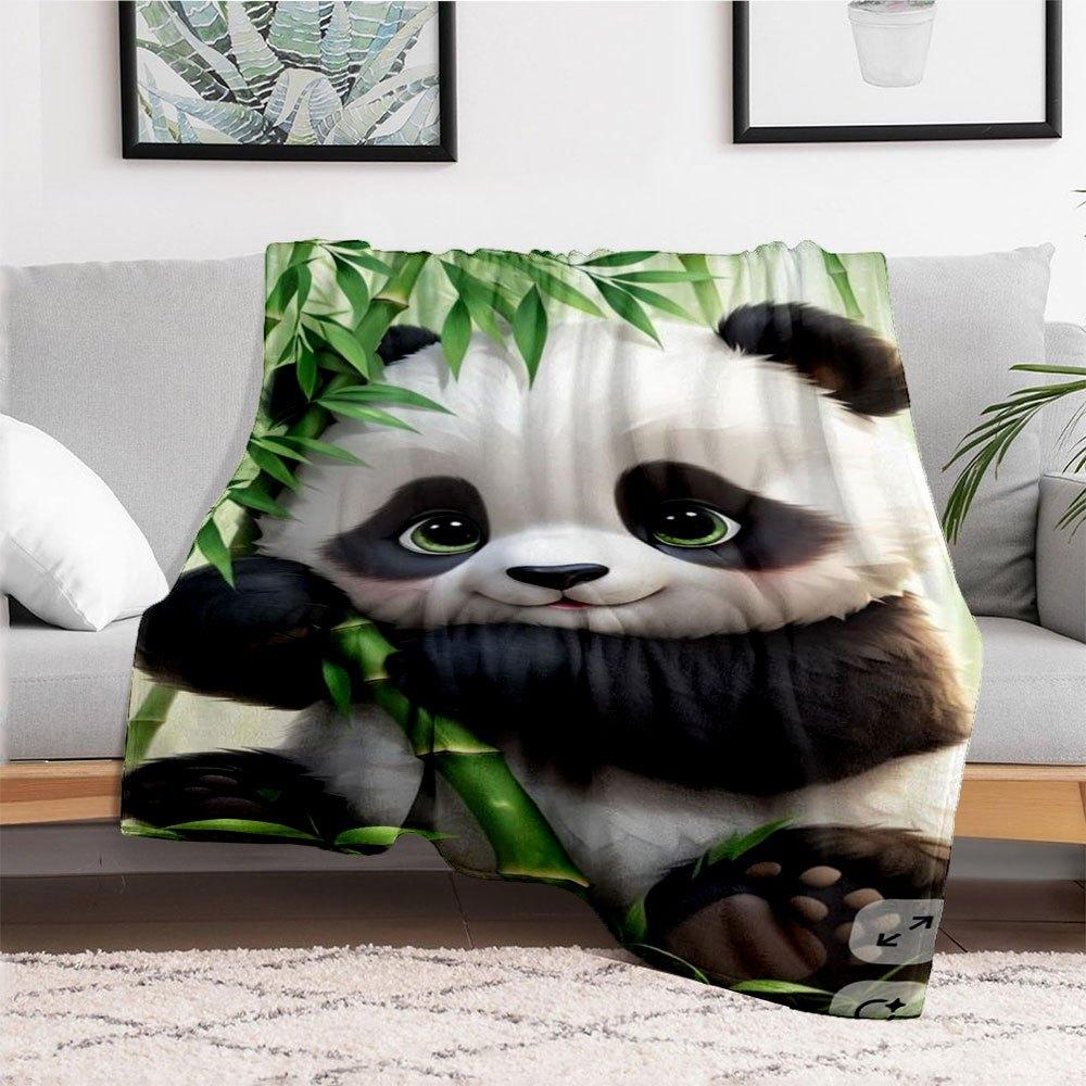 Cute Panda Bamboo Wall Sticker Decal for Kids Room DecorBlanket Flannel Throw Blanket for Sofa, Bed, Travel, Camping, Office, Couch, Chair,